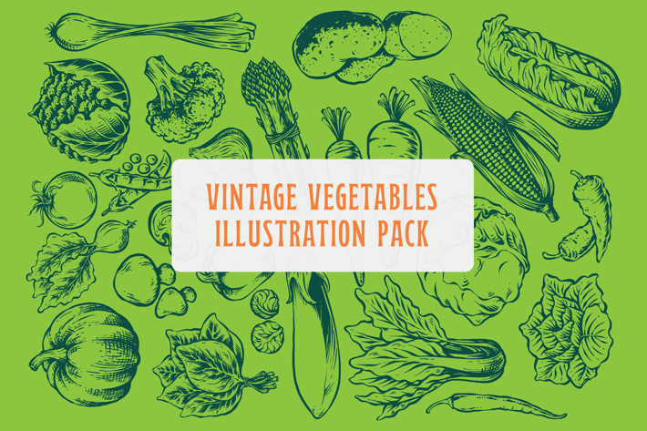 Vintage Vegetables Illustration Pack