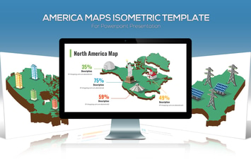 America Maps Isometric & Legends For Powerpoint