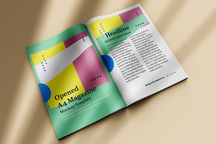 Opened A4 Magazine Mock-up