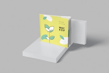 Slim Square Book Cover Mockups