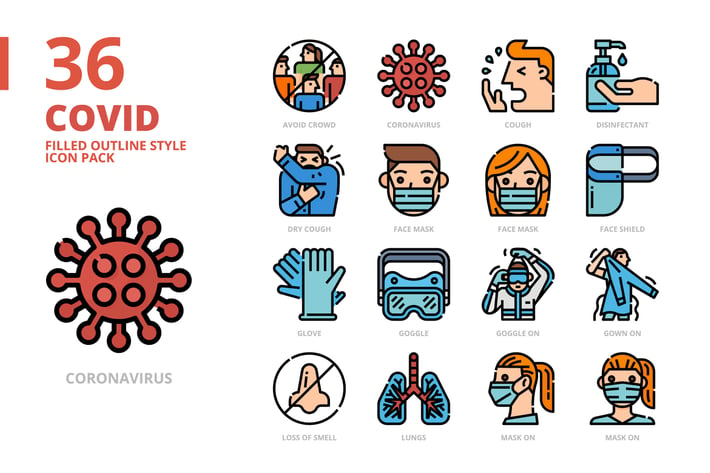 Covid Filled Outline Style Icon Set