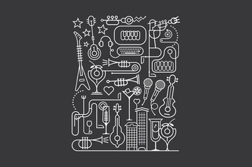 Karaoke Party Line Art Vector Illustration