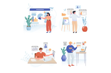 Business Process Concept Scenes Set