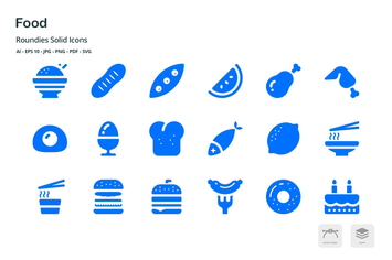 Foods and Beverages Roundies Solid Glyph Icons