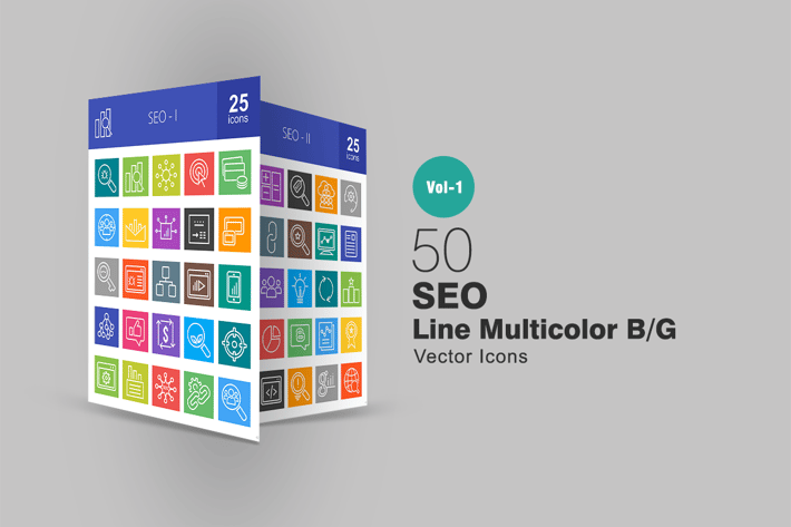 50 SEO Line Multicolor Icons