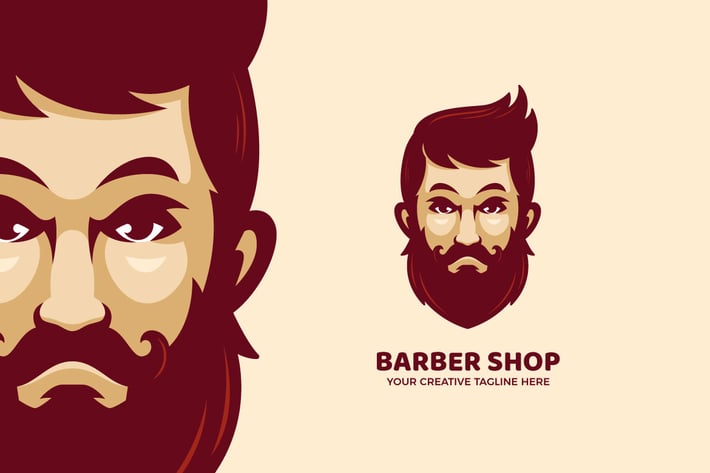 Barbershop Cartoon Mascot Logo Template