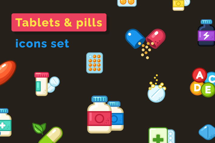 Pills & Tablets Icons Set
