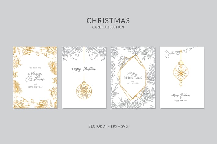 Christmas Greeting Card Vector Set