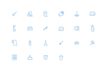 set of vector cleaning icons