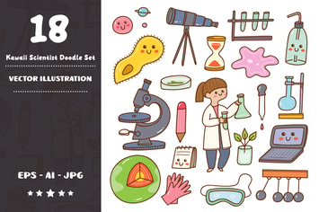 Kawaii Scientist Doodle Set