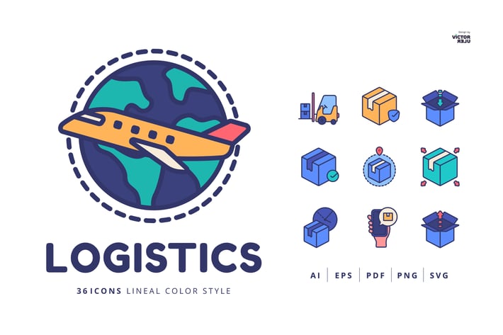 36 Logistics cons Lineal Color Style