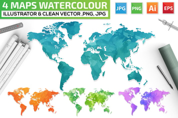 4 Maps Watercolour Design