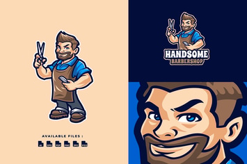 Capster Barbershop Cartoon Mascot Character Logo
