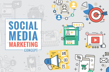 Social Media Marketing Concept Color Line