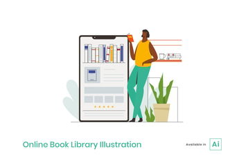 Online Book Library Illustration