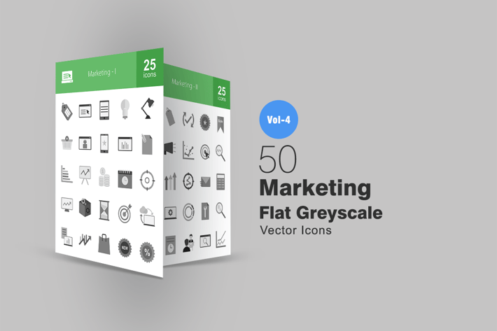 50 Marketing Greyscale Icons
