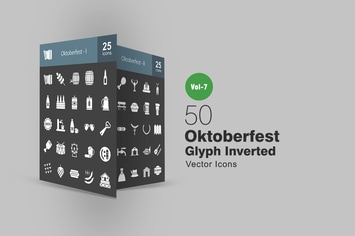 50 Oktoberfest Glyph Inverted Icons