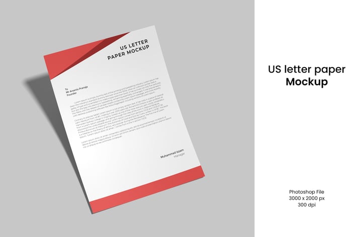 US letter paper mockup