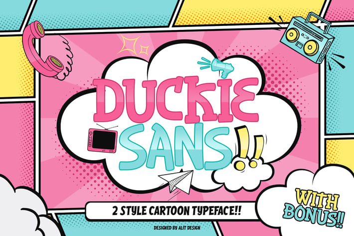 Duckie Sans Cartoon Comic Typeface
