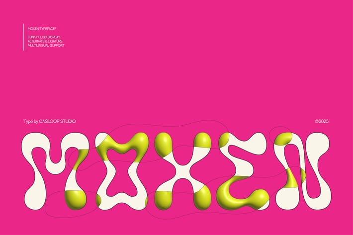 Moxen - Liquid Funky Wavy Groovy Bubble Tiki Font