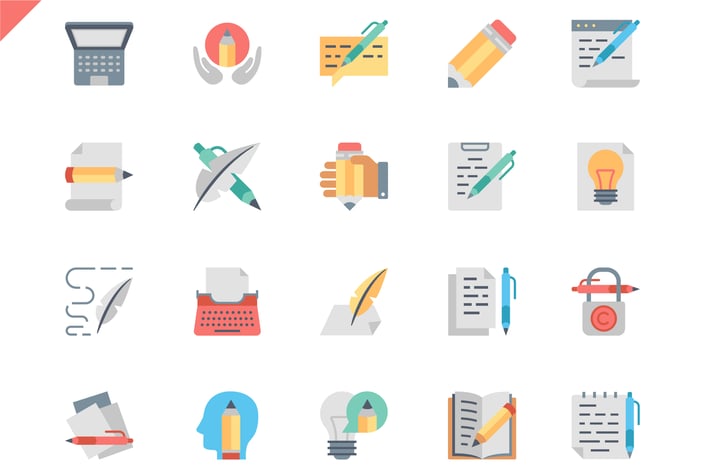 Simple Set Copywriting Flat Icons