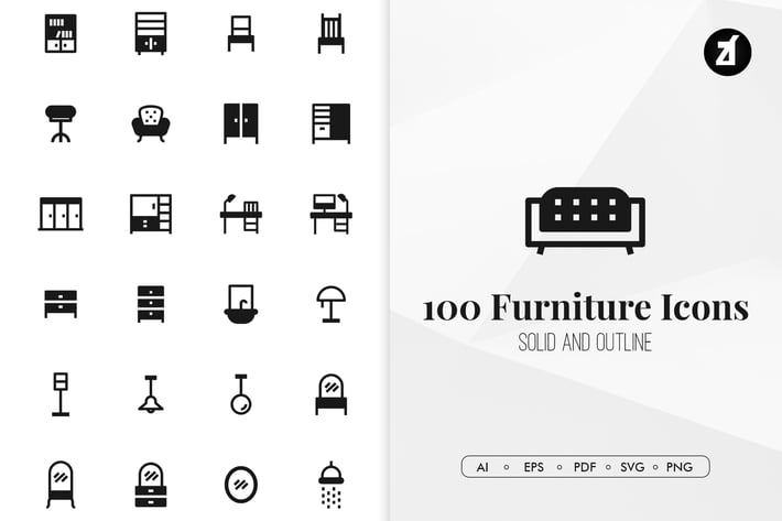 100 Furniture minimal icons