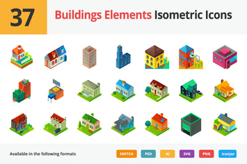 Building Elements Vector Isometric Icons