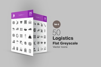 50 Logisics Greyscale Icons