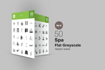 50 Spa Greyscale Icons