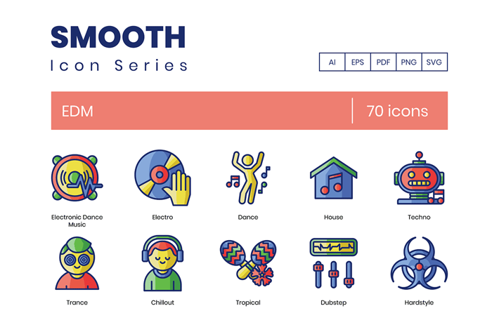 70 EDM Line Icons
