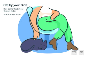 Cat by your Side Vector Illustration