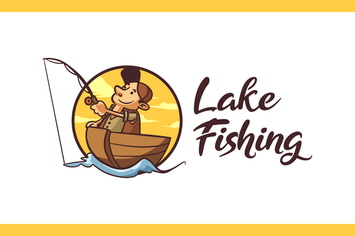 Retro Lake Fishing Character Mascot Logo