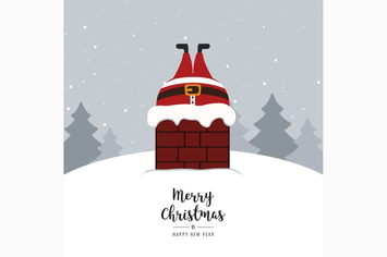 Santa claus stuck in chimney winter snowy