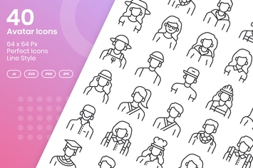 40 Avatar Icons Set - Line