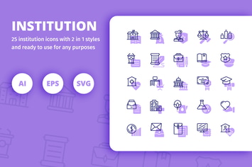 Institution Icons (Line and Solid)