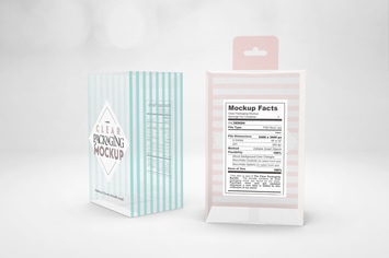 Clear Box with Foldable Hang Tab Mockup