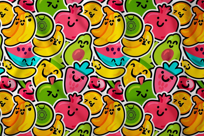 Cartoon Happy Fruits Seamless Pattern