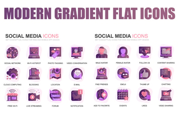 Modern Set Gradient Flat Icons