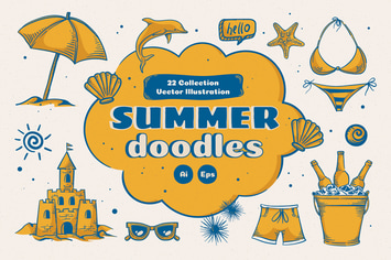 Summer Doodle Illustration Set 