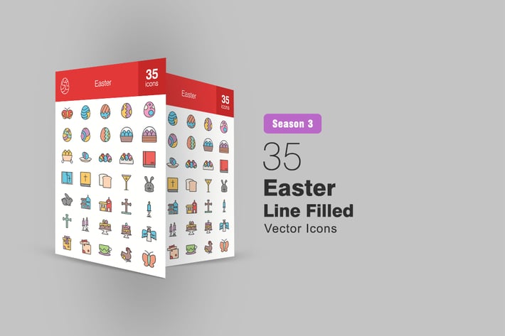 35 Easter Filled Line Icons Season III