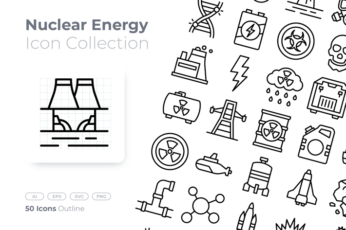 Nuclear Energy Outline Icon