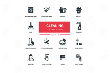 Cleaning - line design silhouette icons set