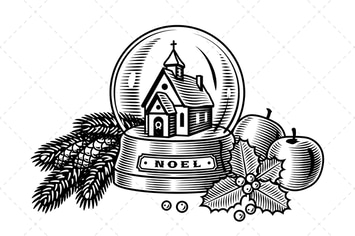 Vintage Christmas Still Life Black And White