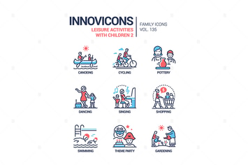 Leisure activities for children - line icons