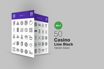50 Casino Line Icons