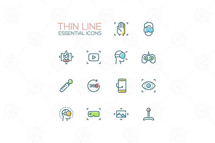 Virtual Reality - Thin Single Line Icons Set