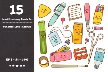 Kawaii Stationery Doodle Set