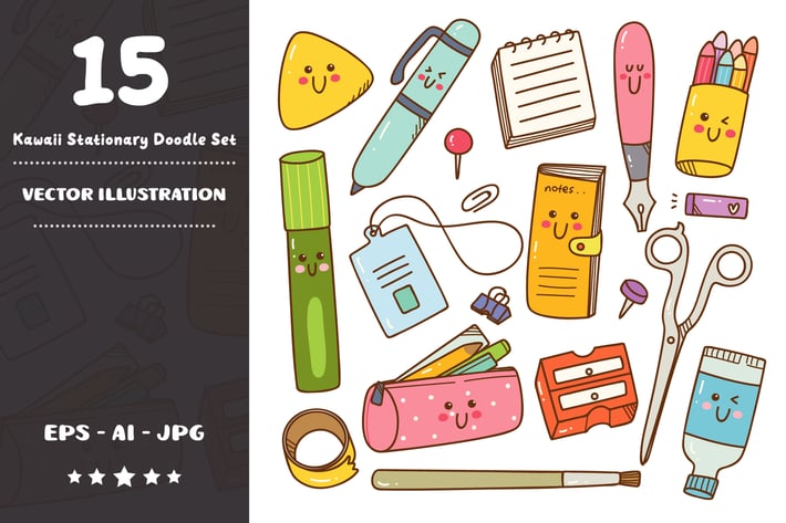 Kawaii Stationery Doodle Set
