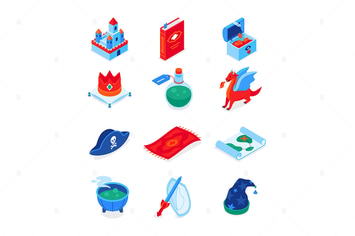 Fantasy and Fiction - Colorful Isometric Icons