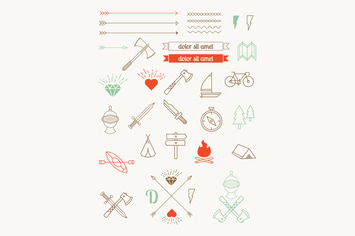 set of vector icons, items, badges hipster style. 